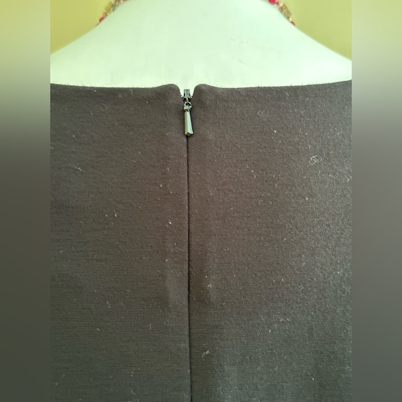 Randy Kemper Black Red A Line Dress Square Neck Long Sleeves Zip in Back SZ 10 - Picture 7 of 13